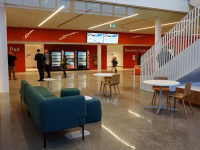 Lounge area on the main level of Miskin Law Community Complex