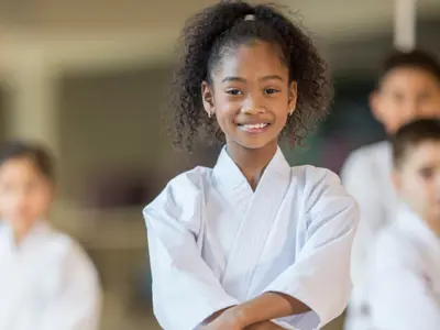 Kids in a martial arts class