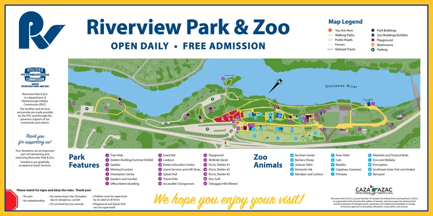 Park and Zoo Site Map and Legend to facilities and exhibits