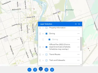 Detail of the interactive zoning map