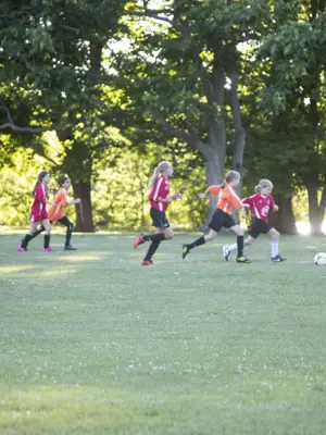 Youth soccer game at Beavermead Park field