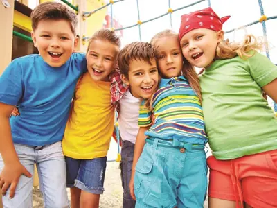 A group of kids having fun at a day camp